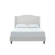 Heny King Size Bed with Wingback Tall Headboard | Ivory Fabric Upholstery