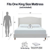 Heny King Size Bed with Wingback Tall Headboard | Ivory Fabric Upholstery