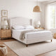 Heny King Size Bed with Wingback Tall Headboard | Ivory Fabric Upholstery