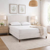 Heny King Size Bed with Wingback Tall Headboard | Ivory Fabric Upholstery