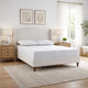Heny King Size Bed with Wingback Tall Headboard | Ivory Fabric Upholstery