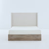 Sely Queen Size Bed with Wingback Headboard | Ivory Chenille Upholstery