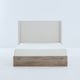 Sely Queen Size Bed with Wingback Headboard | Ivory Chenille Upholstery