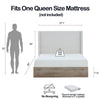 Sely Queen Size Bed with Wingback Headboard | Ivory Chenille Upholstery