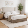 Sely Queen Size Bed with Wingback Headboard | Ivory Chenille Upholstery