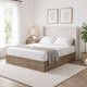 Sely Queen Size Bed with Wingback Headboard | Ivory Chenille Upholstery