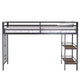 Ady Twin Size Loft Bed with Ladder & 2 Wood Shelves | Black Metal Frame