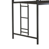 Ady Twin Size Loft Bed with Ladder & 2 Wood Shelves | Black Metal Frame