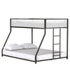 Ady Low Profile Twin Over Full Bunk Bed with Mesh Guardrail | Black Metal