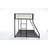Ady Low Profile Twin Over Full Bunk Bed with Mesh Guardrail | Black Metal