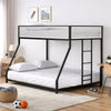 Ady Low Profile Twin Over Full Bunk Bed with Mesh Guardrail | Black Metal