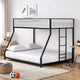 Ady Low Profile Twin Over Full Bunk Bed with Mesh Guardrail | Black Metal