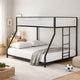 Ady Low Profile Twin Over Full Bunk Bed with Mesh Guardrail | Black Metal