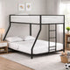 Ady Low Profile Twin Over Full Bunk Bed with Mesh Guardrail | Black Metal
