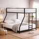 Ady Low Profile Twin Over Full Bunk Bed with Mesh Guardrail | Black Metal