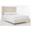 Pery Queen Size Bed with Button Tufted Headboard | Ivory Velvet Upholstery
