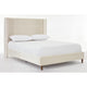 Pery Queen Size Bed with Button Tufted Headboard | Ivory Velvet Upholstery