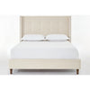 Pery Queen Size Bed with Button Tufted Headboard | Ivory Velvet Upholstery