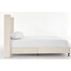 Pery Queen Size Bed with Button Tufted Headboard | Ivory Velvet Upholstery