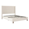 Pery Queen Size Bed with Button Tufted Headboard | Ivory Velvet Upholstery