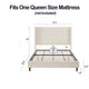 Pery Queen Size Bed with Button Tufted Headboard | Ivory Velvet Upholstery