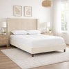 Pery Queen Size Bed with Button Tufted Headboard | Ivory Velvet Upholstery