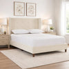 Pery Queen Size Bed with Button Tufted Headboard | Ivory Velvet Upholstery
