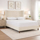 Pery Queen Size Bed with Button Tufted Headboard | Ivory Velvet Upholstery