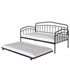 Fea Twin Size Daybed with Pull Out Twin Trundle | Black Metal Frame