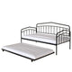 Fea Twin Size Daybed with Pull Out Twin Trundle | Black Metal Frame