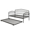 Fea Twin Size Daybed with Pull Out Twin Trundle | Black Metal Frame