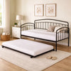 Fea Twin Size Daybed with Pull Out Twin Trundle | Black Metal Frame