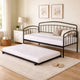 Fea Twin Size Daybed with Pull Out Twin Trundle | Black Metal Frame