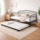 Fea Twin Size Daybed with Pull Out Twin Trundle | Black Metal Frame