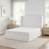 Cery King Size Bed with High Wingback Headboard | White Velvet Upholstery