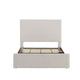 Zely Queen Size Bed with Tall Headboard | Textured Ivory Upholstery