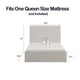 Zely Queen Size Bed with Tall Headboard | Textured Ivory Upholstery