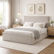 Zely Queen Size Bed with Tall Headboard | Textured Ivory Upholstery