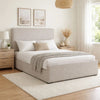 Zely Queen Size Bed with Tall Headboard | Textured Ivory Upholstery