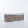 Sely Bench with Flip Top Storage | 46" Padded Ivory Seat | Light Gray