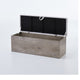 Sely Bench with Flip Top Storage | 46" Padded Ivory Seat | Light Gray