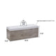 Sely Bench with Flip Top Storage | 46" Padded Ivory Seat | Light Gray