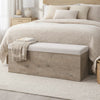Sely Bench with Flip Top Storage | 46" Padded Ivory Seat | Light Gray