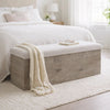 Sely Bench with Flip Top Storage | 46" Padded Ivory Seat | Light Gray