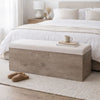 Sely Bench with Flip Top Storage | 46" Padded Ivory Seat | Light Gray