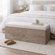 Sely Bench with Flip Top Storage | 46" Padded Ivory Seat | Light Gray