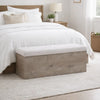 Sely Bench with Flip Top Storage | 46" Padded Ivory Seat | Light Gray