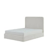 Welz Queen Size Bed with Tall Headboard | Pearl White Chenille Upholstery