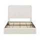 Welz Queen Size Bed with Tall Headboard | Pearl White Chenille Upholstery