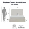 Welz Queen Size Bed with Tall Headboard | Pearl White Chenille Upholstery